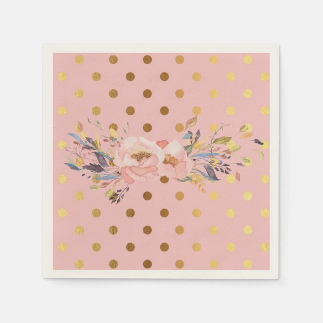 Adorable Imitate Gold Polka Dots Blume Serviette (Vorderseite)