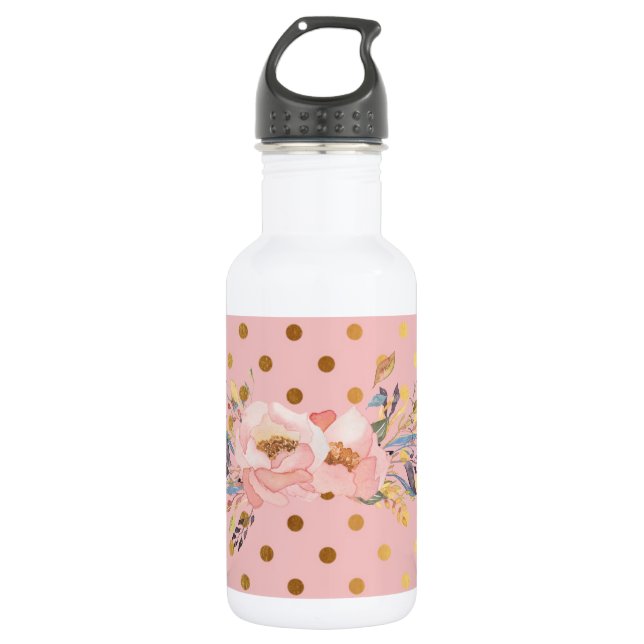 Adorable Imitate Gold Polka Dots Blume Trinkflasche (Vorderseite)
