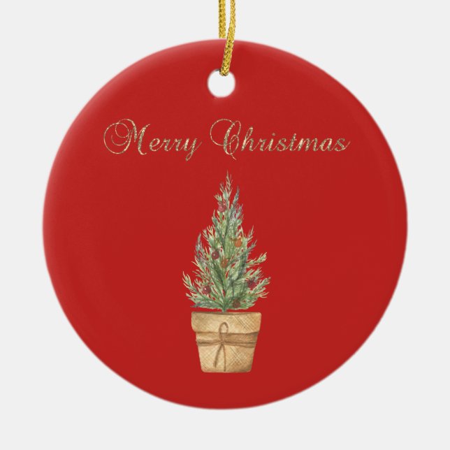 Adorable Imitate Gold, Weihnachtsbaum Rot Keramik Ornament (Vorne)
