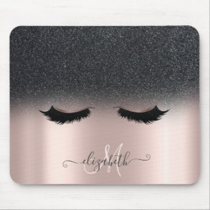 Adorable Imitate Lashes Schwarz Glitzer Ombre Rose Mousepad