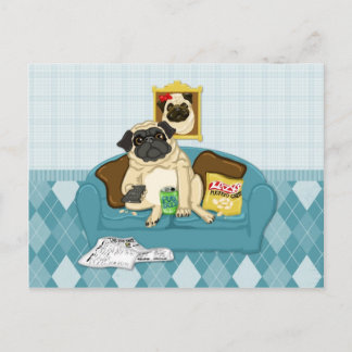 Adorable individuell anpassbare Couch Pugtato T-Sh Postkarte