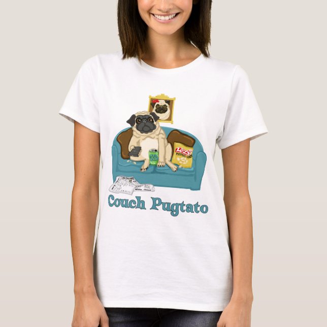 Adorable individuell anpassbare Couch Pugtato T-Sh T-Shirt (Vorderseite)
