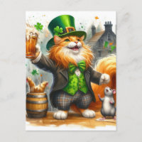 Adorable Ingwer Katze und eine Maus mit Bierstolle