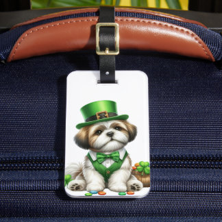 ADORABLE IRISH DRESSED SHIH TZU PUPPY DOG GEPÄCKANHÄNGER