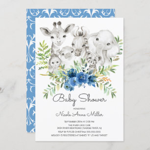 Adorable Jungle Animals Kinderdusche Einladung