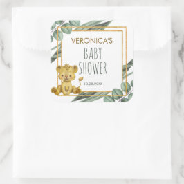 Adorable Jungle Safari Löwe Baby Dusche Quadratischer Aufkleber