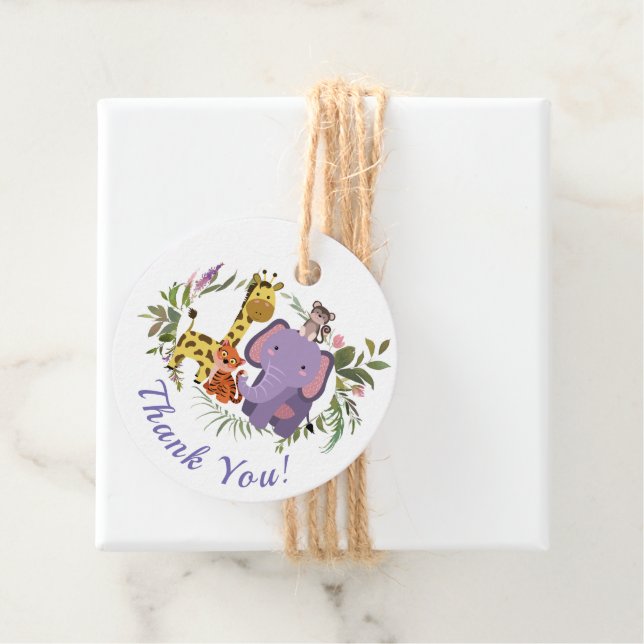 Adorable Jungle Safari Tiere Kinderdusche Geschenkanhänger (Beispiel)