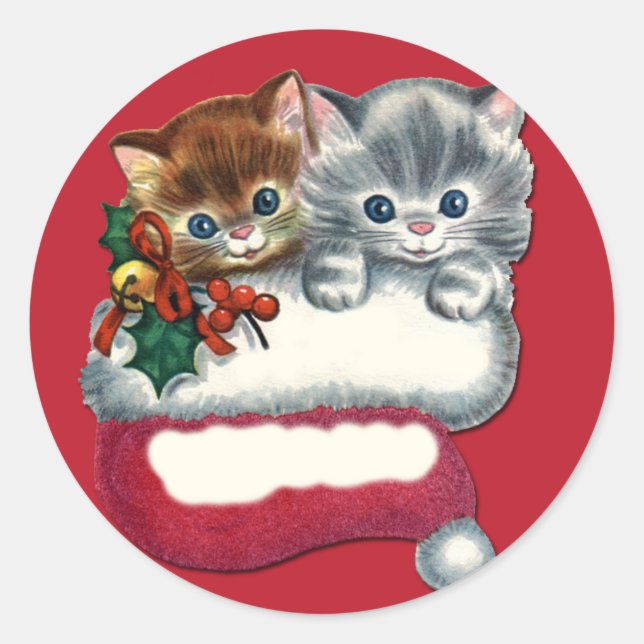 Adorable Kätzchen auf Geschenkklebern Runder Aufkleber (Vorderseite)