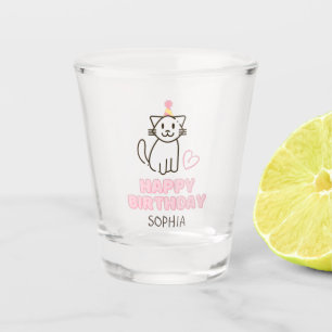 Adorable Katze in einem Geburtstagshügel Schnapsglas