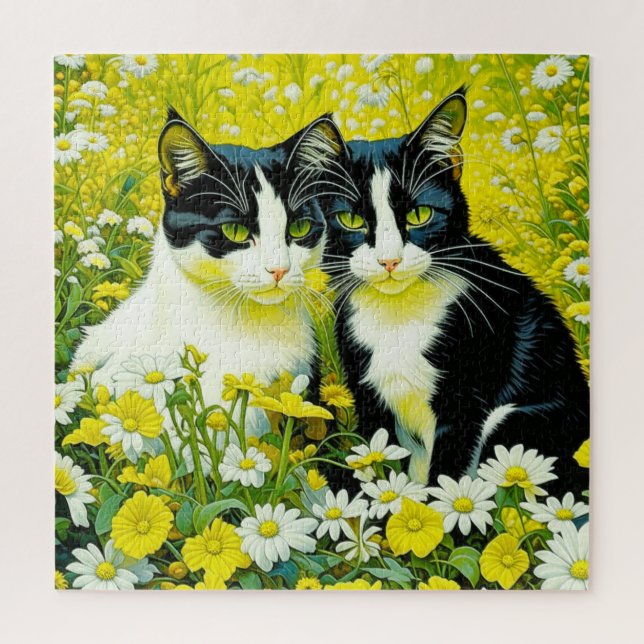 Adorable Katzen, die auf einem Feld von Milchprodu Puzzle (Vertikal)