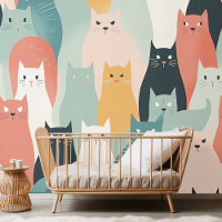 Adorable Katzen, die neutrales, pastellfarbenes Mu