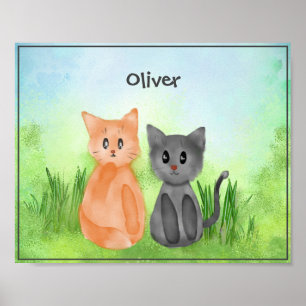 Adorable Katzen im Gartenposter für Kinder Poster