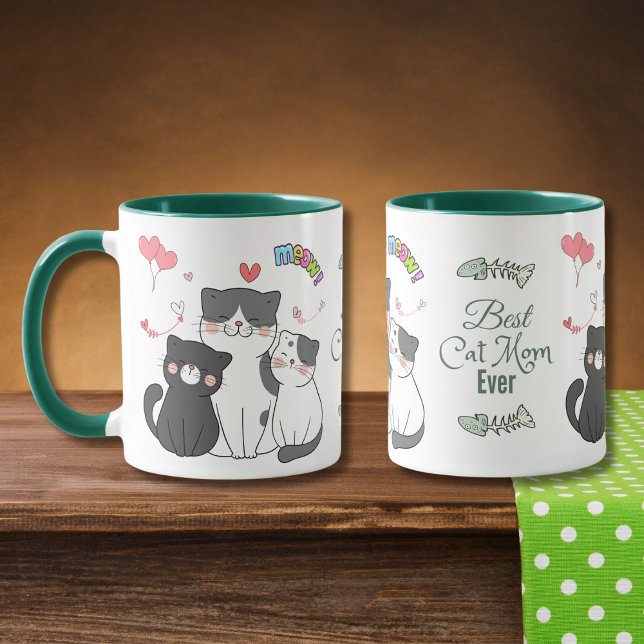 Adorable Katzen Meow mit Herz Beste Katze Mama je Tasse (Von Creator hochgeladen)