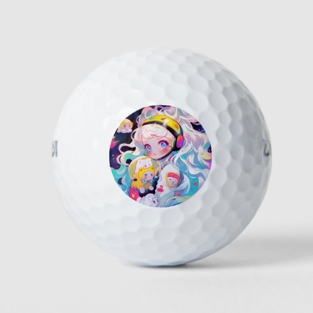 Adorable Kawaii Anime Girl Golfball (Vorderseite)