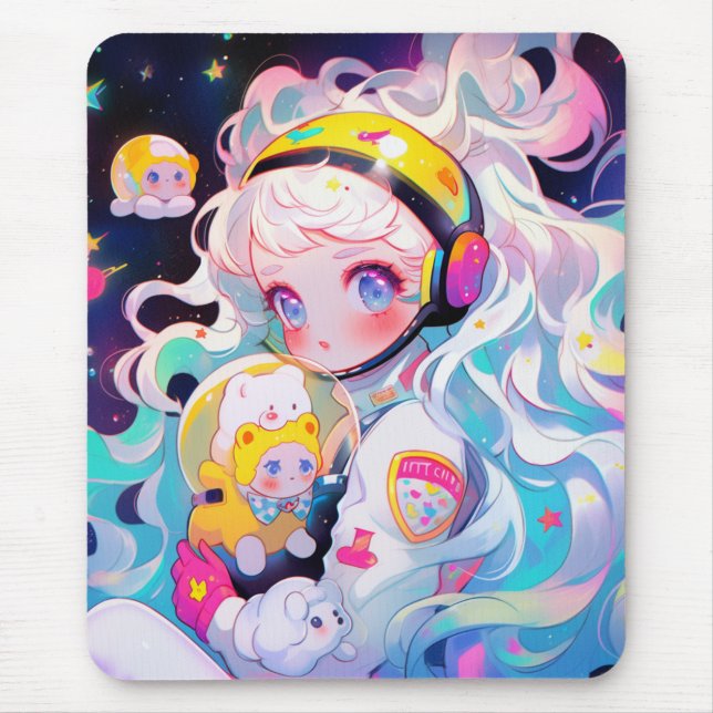 Adorable Kawaii Anime Girl Mousepad (Vorne)
