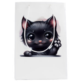 Adorable Kawaii Black Cat Mittlere Geschenktüte