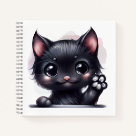 Adorable Kawaii Black Cat Notizbuch