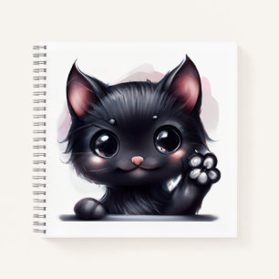 Adorable Kawaii Black Cat Notizbuch