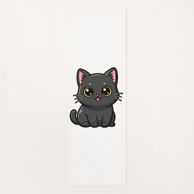 Adorable Kawaii Black Cat Yogamatte (Vorderseite)
