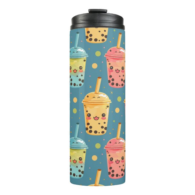 Adorable Kawaii Boba Drink Design Thermosbecher (Vorderseite)