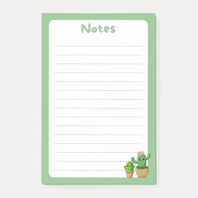 Adorable Kawaii Cactus Soft Green Post-It® Notes Post-it Klebezettel (Vorderseite)