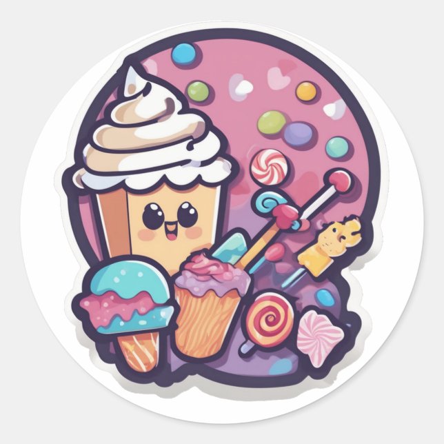 Adorable Kawaii Candy Cupcake Sticker | Sweet  (Vorderseite)