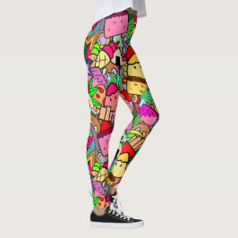 Adorable kawaii-Cartoon zeichnend Farbmuster Leggings