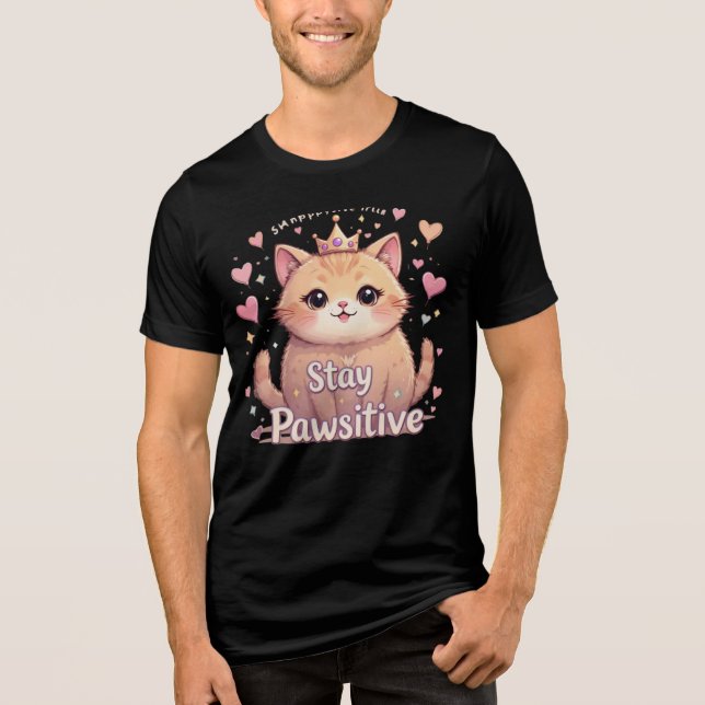 "Adorable Kawaii Cat T-Shirt – Cute Pastel Aesthet Tri-Blend Shirt (Vorderseite)