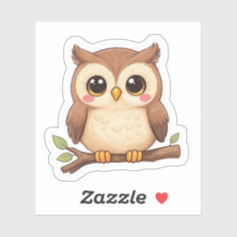 Adorable Kawaii Chibi Owl Aufkleber