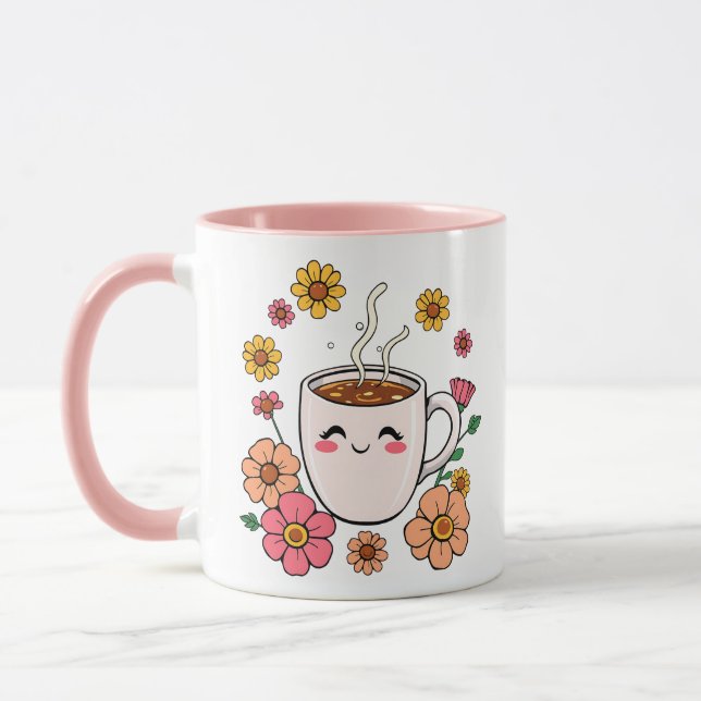 Adorable Kawaii Coffee Cartoon Tasse (Links)