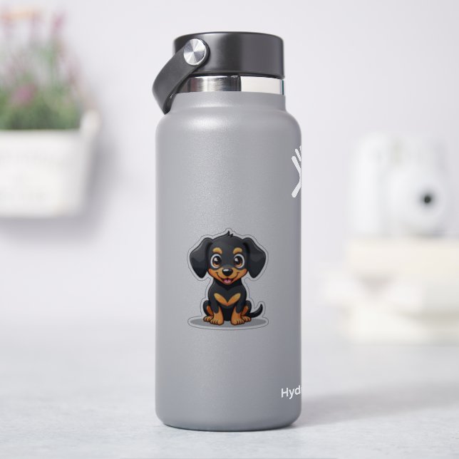 Adorable Kawaii-Dackel, Big, Helle Eyes, Small Aufkleber (HydroFlask)