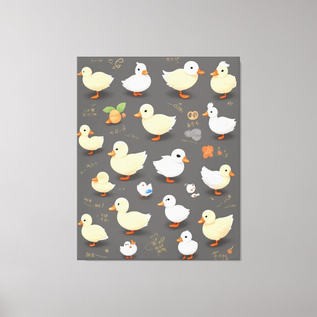 Adorable Kawaii Duck: Mehrere Vector Designs Leinwanddruck (Vorderseite)