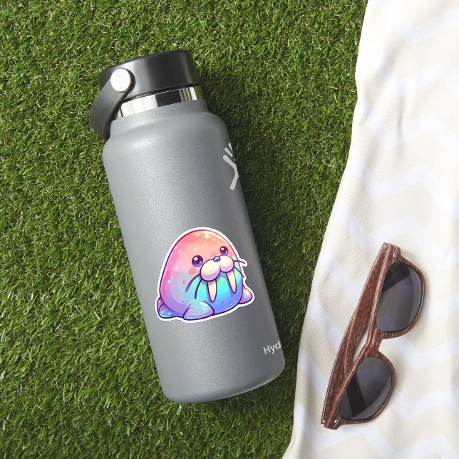 Adorable Kawaii Funkelnd Charm Pastel Walrus Aufkleber (HydroFlask Insitu)
