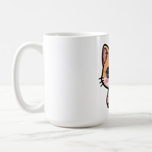 Adorable Kawaii Ginger Cat Illustration Kaffeetasse (Links)