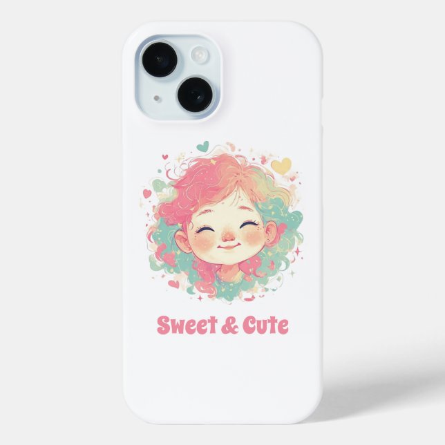 Adorable Kawaii Girl Phone Case – Cute Cartoon  (Rückseite)