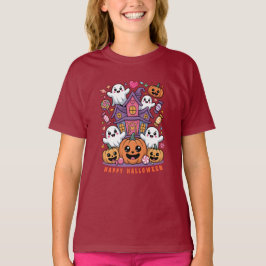 Adorable Kawaii Halloween | Happy Ghost & Pumpkins T-Shirt