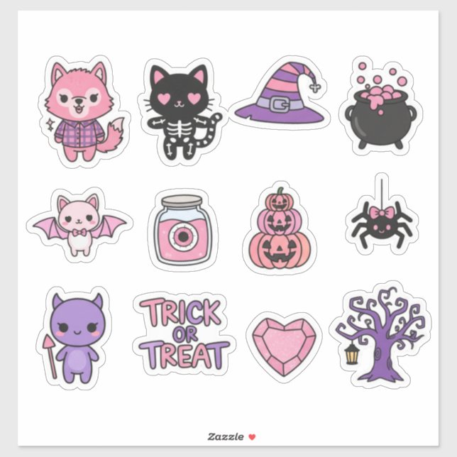 Adorable Kawaii Halloween Sticker Pack (Blatt)