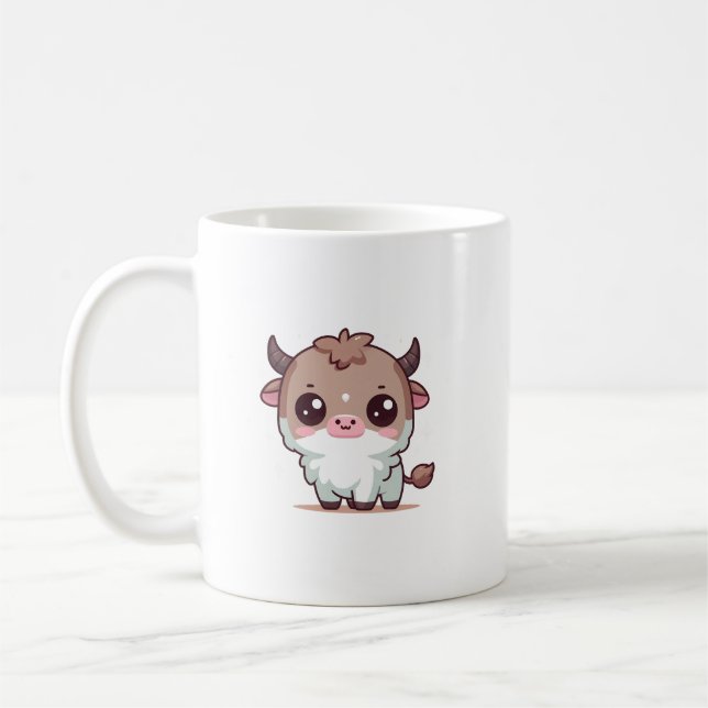 Adorable Kawaii Highland Cow - Niedlicher Cartoon  Kaffeetasse (Links)