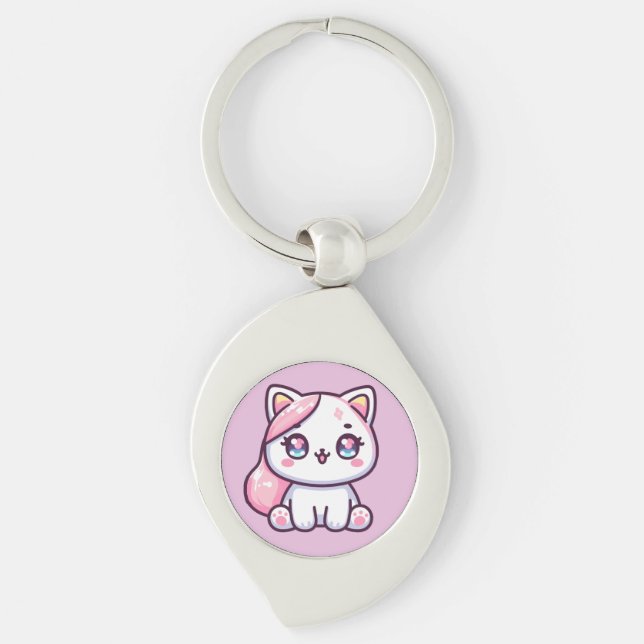 Adorable Kawaii Kitten Schlüsselanhänger (Vorderseite)