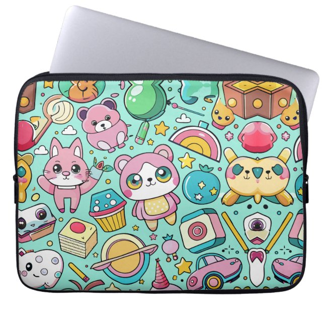Adorable Kawaii Muster Laptopschutzhülle (Vorderseite)