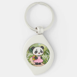 Adorable Kawaii Panda Girl on a Dreamy Path Schlüsselanhänger