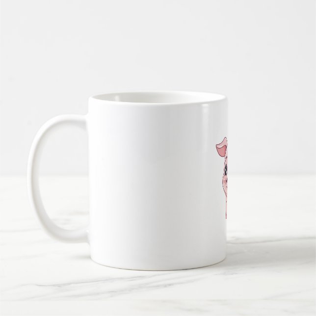 Adorable Kawaii Piglet Illustration Kaffeetasse (Links)