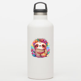 Adorable Kawaii Sloth mit Blume Crown Aufkleber