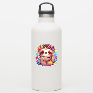 Adorable Kawaii Sloth mit Blume Crown Aufkleber