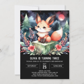 Adorable Kids Fox Geburtstag Einladung
