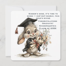 Adorable Kindergarten Graduate Bunny Illustration Feiertagskarte