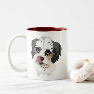 Adorable Kissing Bichon-Shitzu Dog Zweifarbige Tasse