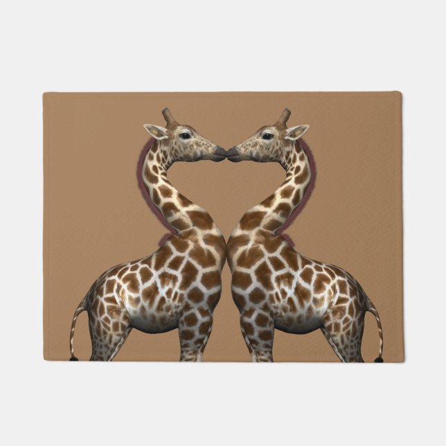 Adorable Kissing Giraffen Fußmatte (Vorderseite)