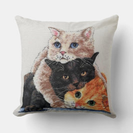 Adorable Kitten Cross Stitch Design Kissen