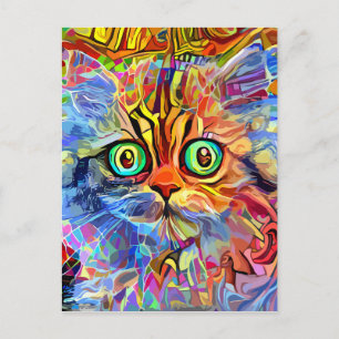 Adorable Kitten Impressionist Portrait Malerei Postkarte